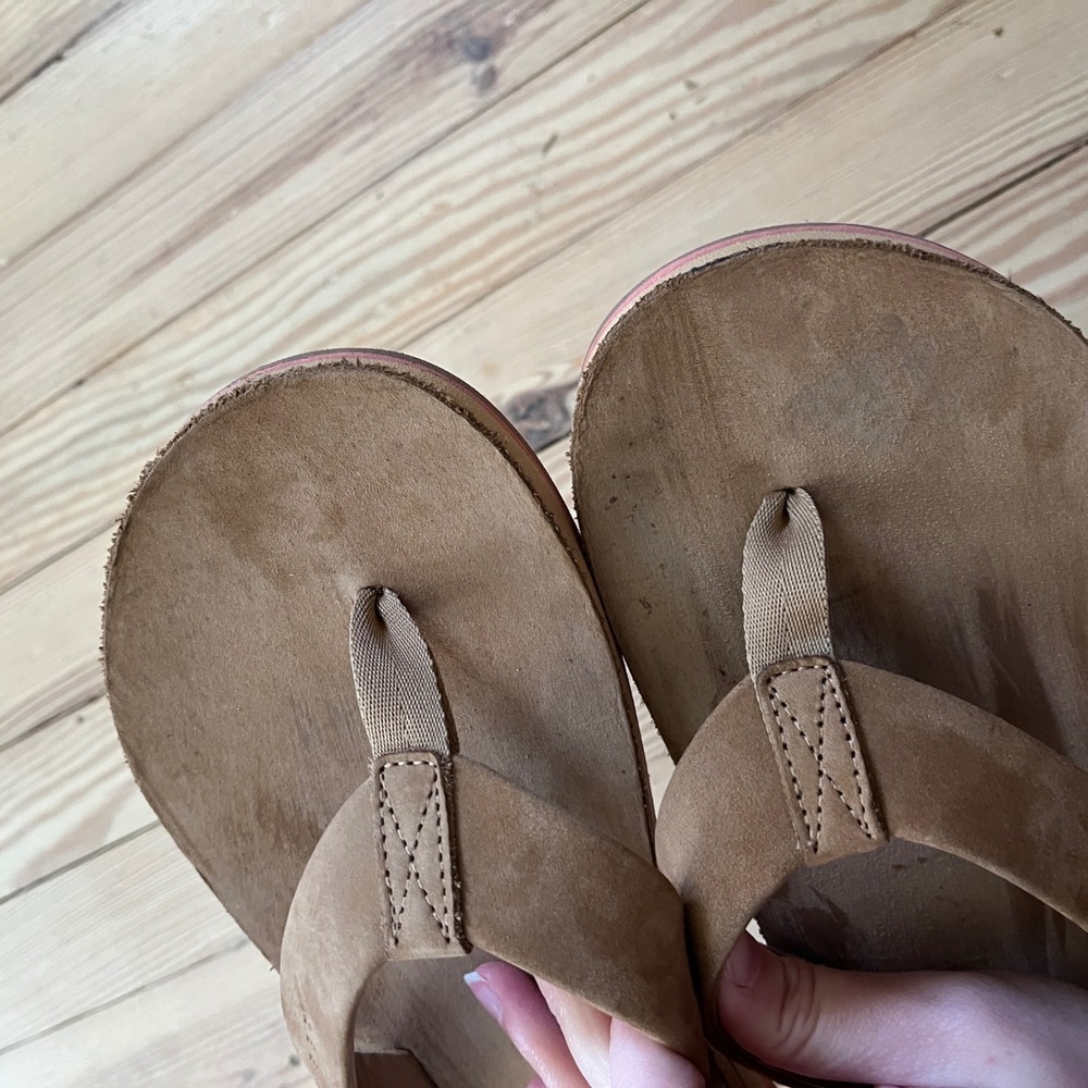 Reef Ojai Classic Flip Flops Womens Size 10 Tan Brown Leather Thong Sandals - Picture 9 of 9